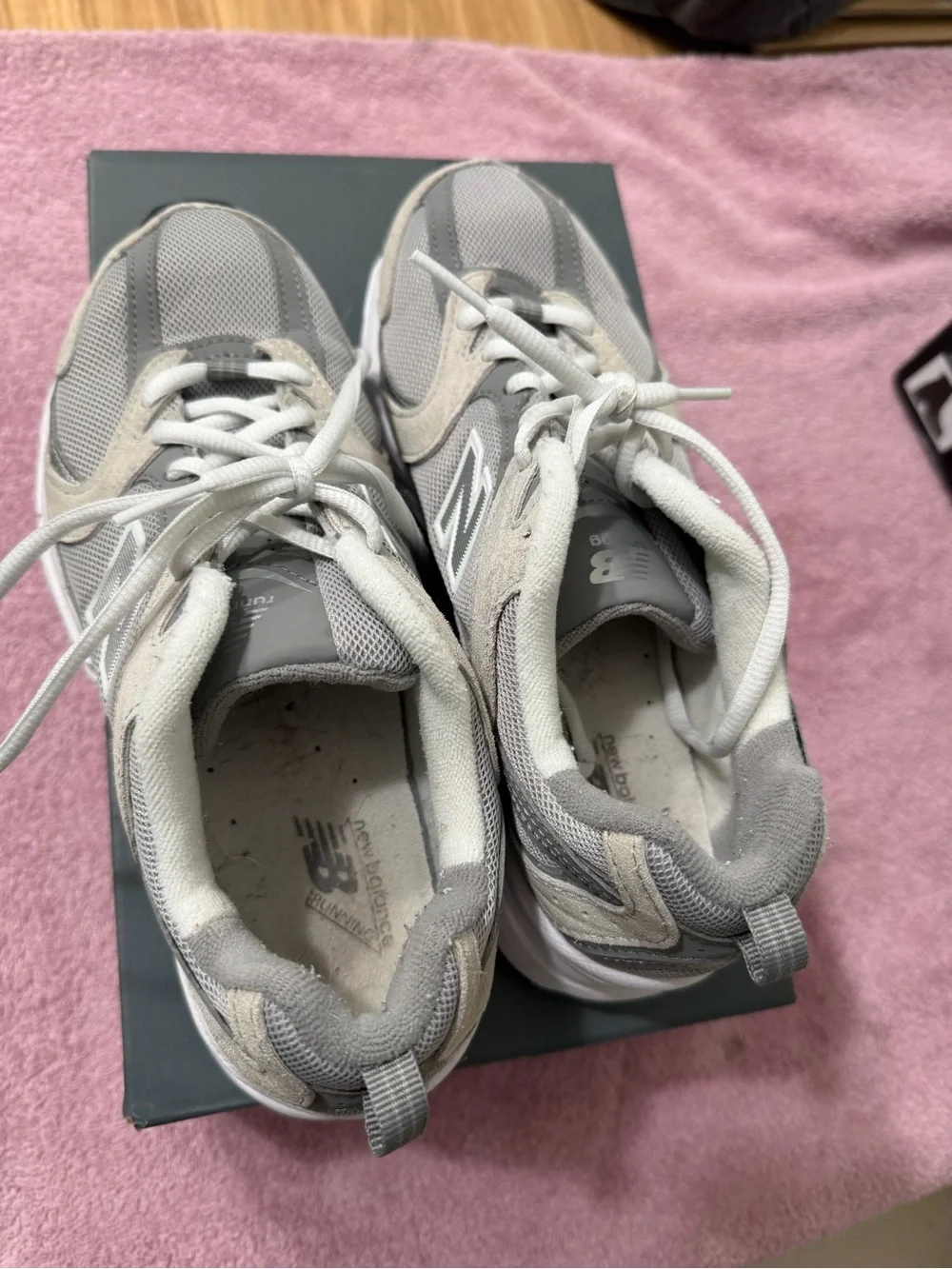 New Balance womens Gray and White Athletic Sneakers